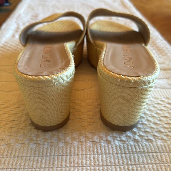 Stuart Weitzman Woven Wedge wheat Sandals 7 - Picture 6 of 9